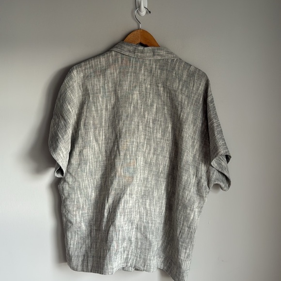 EILEEN FISHER Dark Pearl Gray Cotton Linen Linear Slub Boxy Jacket Medium - Picture 3 of 14